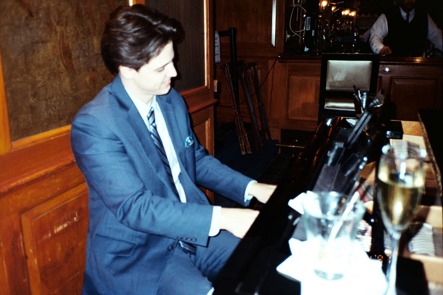 Nick Olynciw at the piano at the Coq d'Or, The Drake Hotel, Chicago